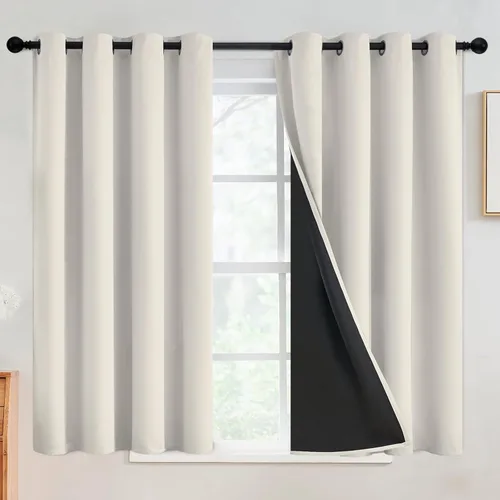 Vista 129 de SimpleHome - Cortinas opacas 100% para recámara, cortinas de ventana con ojales beige, con aislamiento térmico, cortinas de oscurecimiento