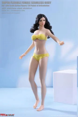 Vista 3 de OBEST TBLeague - Figura de acción súper flexible de cuerpo femenino pálido sin costuras con conjunto de bikni cabeza excluida (PHMB2022-S48A)