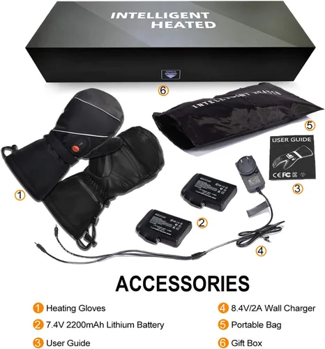 Vista 6 de SAVIOR HEAT Guantes de esquí calentados con 3 dedos, guantes eléctricos con batería recargable para hombres, mujeres, niños, invierno, snowboard