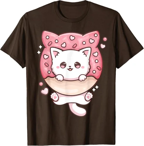 Vista 56 de Camiseta Kawaii Cat Donut Anime Lover Otaku, Negro