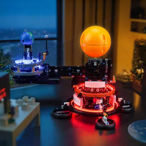 Vista 6 de BrickBling Luces LED para Lego Technic Planeta Tierra y Luna en órbita, kit de luz creativo compatible con Lego 42179 Sistema Solar Space
