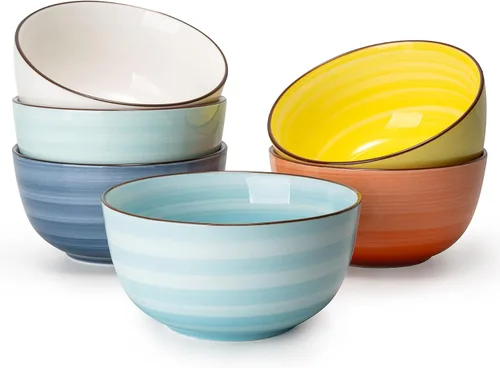 Vista 11 de Sweese Juego de 6 cuencos de porcelana de 4 onzas, mini cuencos para postre, aptos para microondas y lavavajillas, multicolor
