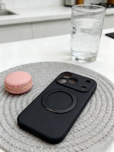 Vista 2 de Funda de silicona con soporte para iPhone 17 Pro [compatible con MagSafe] [Protección completa de la cámara] (6.3 pulgadas 2025), fundas de teléfono