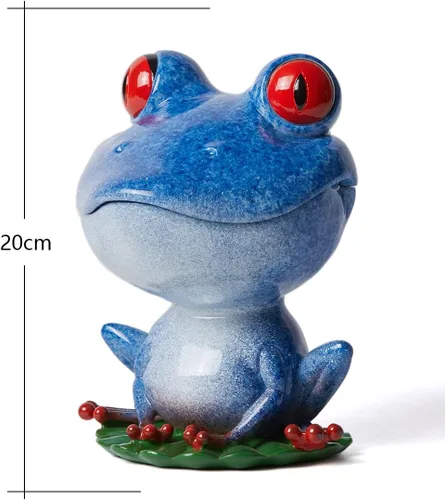 Vista 6 de Plato de caramelo, tarro de galletas, estatuilla de rana, escultura de decoración moderna, regalos de estatua de poliresina, azul, 8.0 pulgadas