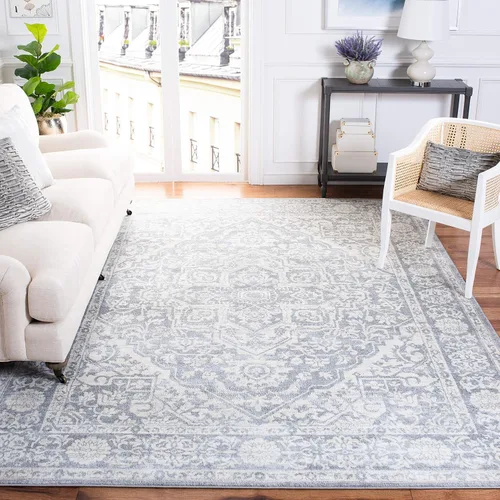Vista 19 de Safavieh - Alfombra de 2 x 4 pies de la colección Brentwood color marfil y azul marino, alfombra que no suelta pelusas con diseño desgastado