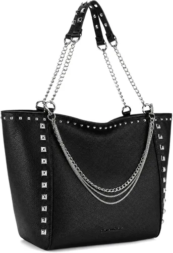 Vista 12 de Montana West - Bolso de mano grande para mujer con asa superior sobredimensionada y bolsos con cadena XL-negro