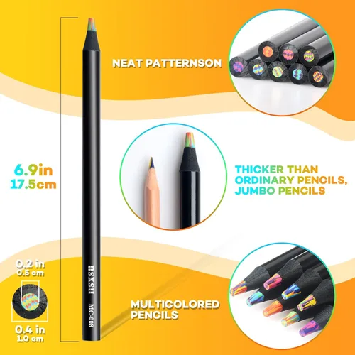 Vista 6 de nsxsu Suministros de arte para niños, adolescentes y adultos, 8 lápices arcoíris, suministros de dibujo, lápices de colores gigantes para dibujar