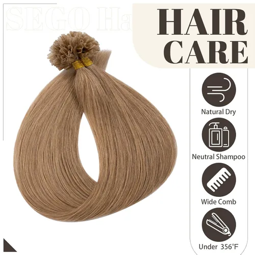 Vista 104 de SEGO Extensiones de cabello humano con micro cuentas, extensiones de cabello humano con micro bucle, lacio, natural, fusión fría, 1.76 oz/paquete