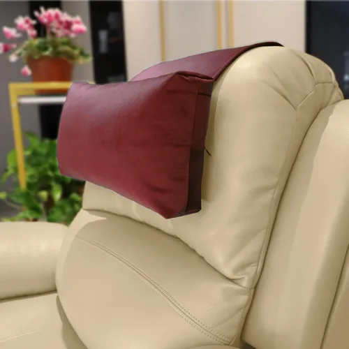 Vista 26 de Almohada antideslizante para la cabeza para reclinables - Cojín de apoyo para el cuello con cubierta de terciopelo para alivio del dolor en el Beige