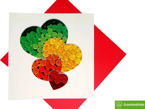 Vista 6 de GREENHANDSHAKE Art 4 corazones, tarjeta de felicitación de arte quilling para cumpleaños, día de San Valentín, día de la madre, aniversario