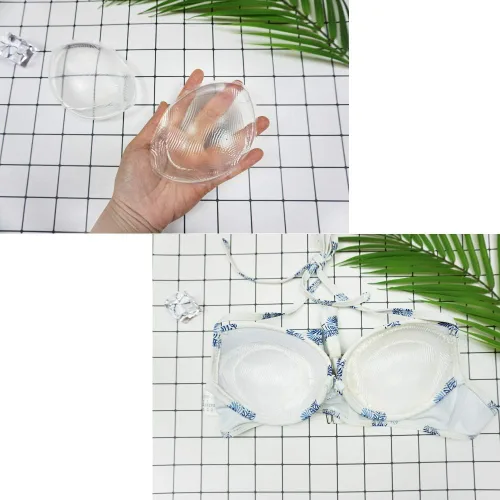 Vista 3 de 1 par de almohadillas de silicona reutilizables e invisibles, suaves e impermeables, con forma de abulón, para sujetador de vestido, bikini
