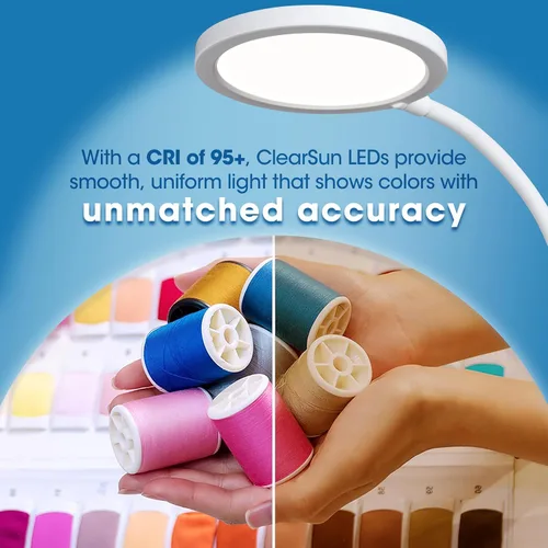 Vista 4 de OttLite Good Housekeeping - Lámpara de escritorio LED circular con carga inalámbrica, diseñada para reducir la fatiga ocular, lámpara de escritorio