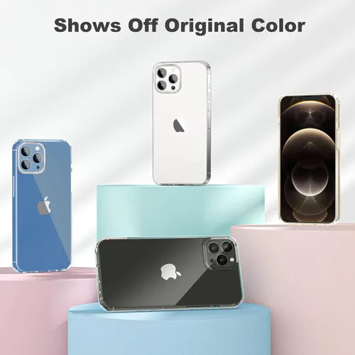 Vista 3 de JJGoo Funda transparente compatible con iPhone 12 Pro Max, transparente, suave, a prueba de golpes, delgada funda protectora para teléfono
