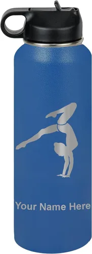 Vista 22 de LaserGram Botella de agua personalizada, soporte de mano de gimnasta, acero inoxidable de doble pared aislada al vacío con popote superior, regalo