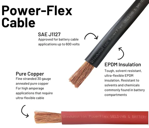 Vista 3 de WNI - Cable de cobre para soldar baterías calibre 1/0, 10 pies, color negro, 10 pies color rojo, AWG, ultra flexible, fabricado en los Estados