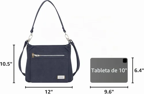 Vista 3 de Travelon Bolso Hobo Heritage antirrobo Índigo