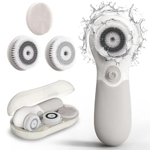 Vista 8 de Cepillo de limpieza facial eléctrico exfoliante facial con 3 cabezales limpiadores y 2 velocidades ajustables para limpieza profunda, eliminación