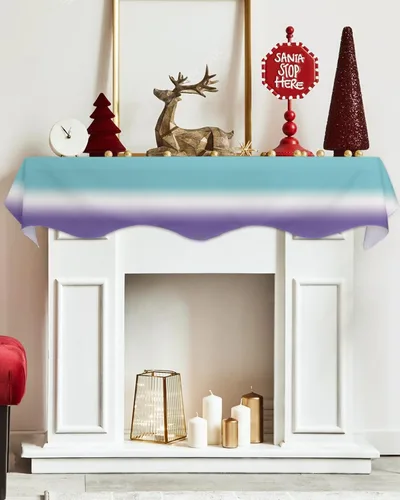 Vista 5 de Bufanda de 60 x 17 pulgadas, color azul degradado, verde azulado a morado, para chimenea, cubierta de mantel para el hogar, sala de estar