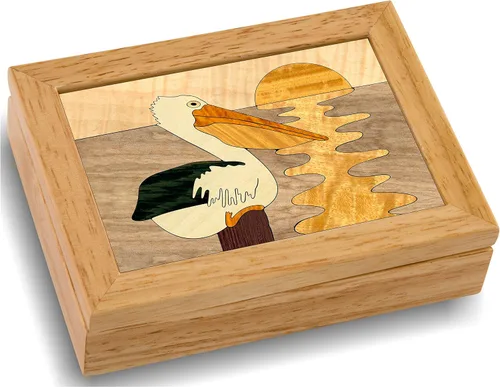 Vista 12 de Joyero de madera de garza - Almacenamiento para anillos, aretes