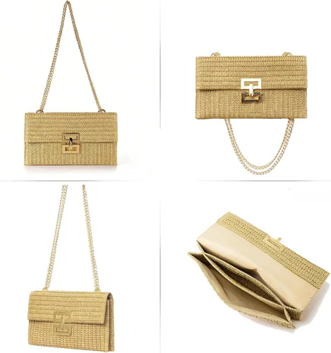 Vista 7 de Bolso de mano de paja para mujer, bolso de noche de diseñador para verano, playa, bolso cruzado Straw, Purse, Designer, Evening, Summer, Beach
