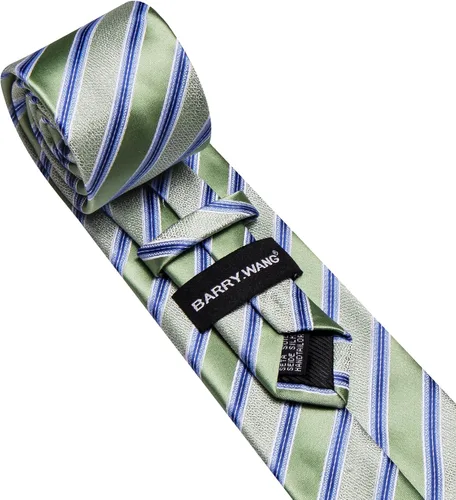 Vista 18 de Barry.Wang Juego de corbatas para hombre, corbata de seda a rayas, tejido a cuadros, gemelos formales, negocios, boda