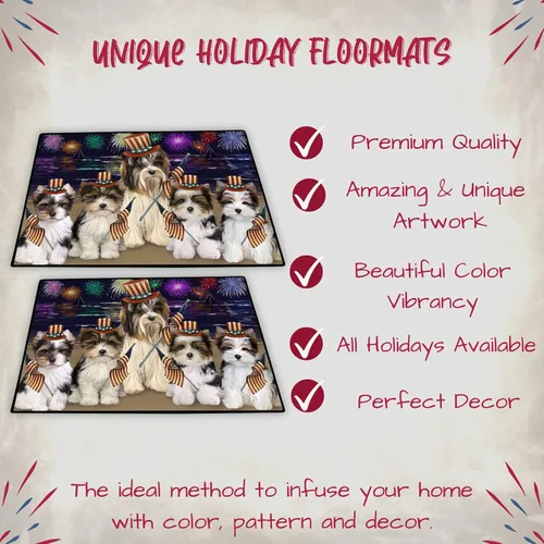 Vista 3 de Doggie of the Day Biewer Dogs Floor Mat - 4th of July Independence Day - Best Dog Doormat - Protector Decor - Unique Portrait Art - Premium Quality