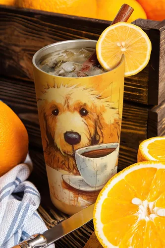 Vista 3 de Regalos de Golden Retriever de 20 onzas para los amantes de los perros, regalos de café para los amantes del café, fresco, divertido, lindo vaso