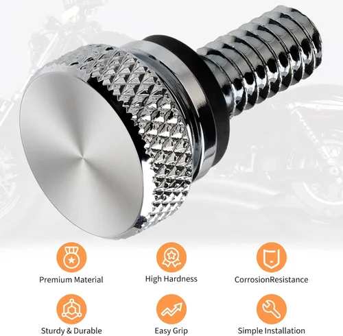Vista 3 de Tornillo de asiento de motocicleta, tornillo de montaje moleteado para guardabarros trasero, 1/4 "-20 roscas de repuesto para Harley Touring