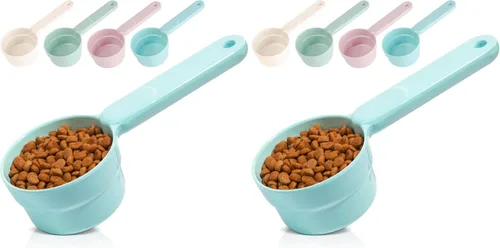 Vista 13 de Pala de melamina para comida de mascotas, tazas medidoras para comida de gato, pala de mango largo y cómodo para comida de perro, gato, hurón y Azul