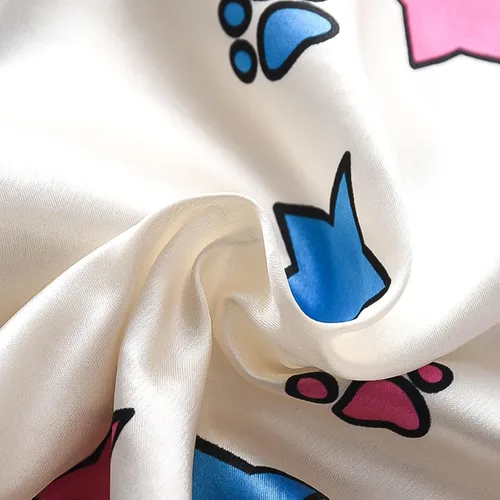 Vista 3 de TBUIALL Toddler Kids Baby Boys Girls Satin Cartoon Button Down Shirt Tops + Long Pants Silk Pajamas Sleepwear Large