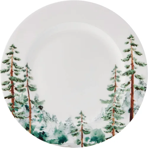 Vista 7 de Mikasa Watercolor Forest Bone China - Juego de vajilla ligera de 16 piezas resistente a las astillas, servicio para 4, color blanco