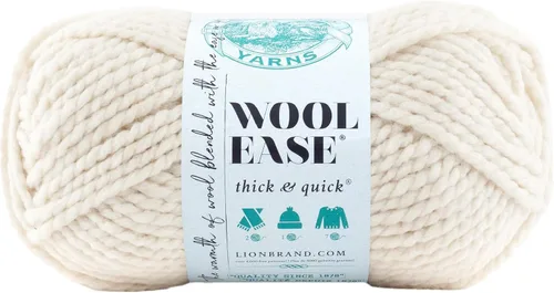 Vista 81 de Lion Brand Yarn - Ovillo de lana Wool-Ease Thick & Quick color fuerza aérea Super Bulky Wool Acrylic Blend Fiber for Soft Hats, Sweaters, Chunky