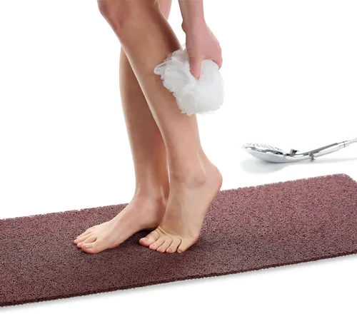 Vista 155 de Enkosi Alfombra de ducha antideslizante Loofah para suelos de ducha, bañera, baños, zonas húmedas, alfombrilla de baño acolchada con agujeros