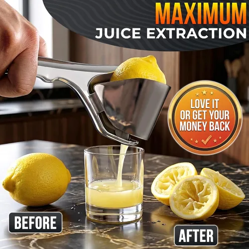 Vista 5 de Exprimidor de limón de acero inoxidable, Juicer de cítricos plegable plano resistente Lime Squeezer Presses Lemons and Limes to the Last Drop