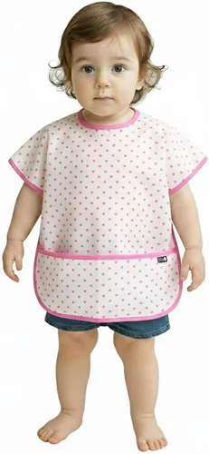 Vista 35 de Plie Short Sleeve Waterproof Bib for Toddlers – Easy Clean Feeding Apron for Mealtime, Daycare, Self-Feeding, Lightweight