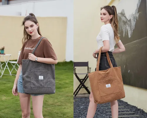 Vista 2 de Makukke Corduroy Totes Bag Women - Shoulder Hobo Bag Handbags Crossbody Bag Big Capacity Shopping Purses