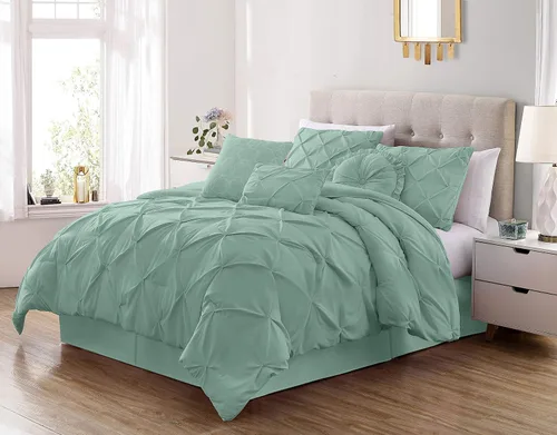 Vista 27 de Chezmoi Collection - Juego de ropa de cama modelo Sydney, 7 piezas, con pliegues decorativos