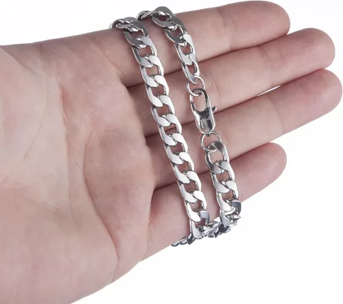 Vista 2 de Silvadore 9mm Curb Chain For Men - Mens Necklace Flat Cuban Stainless Steel Jewelry - Neck Link Man Boys Male Heavy Military - 18 20 22 24 inch