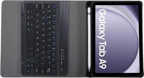 Vista 4 de Funda de teclado para Samsung Galaxy Tab A9 de 8.7 pulgadas 2023, teclado desmontable con soporte para lápiz, funda protectora para tablet Tab A9