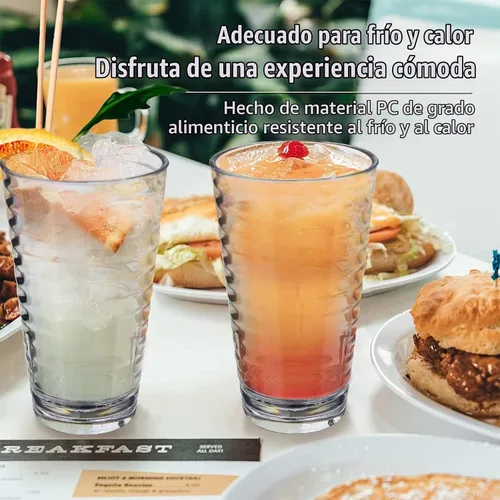 Vista 5 de ALIMOTA Vasos de plástico [acrílico irrompible] vasos de plástico para agua, juego de 4 vasos de 13 onzas, a prueba de roturas, aptos