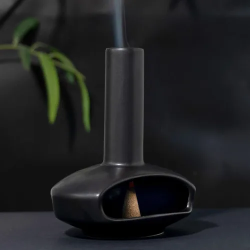 Vista 3 de Tnstbiee Bonito soporte moderno de Palo Santo, quemador de cerámica hecho a mano de mediados de siglo para palo y cono de incienso, soporte