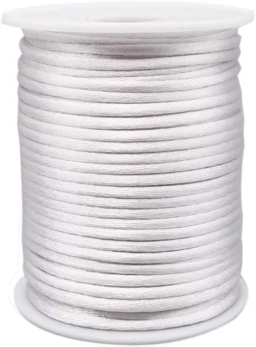 Vista 10 de INSPIRELLE Cordón de satén de 3mm negro, cordón de seda Rattail, hilo de nudo chino para hacer joyas, carrete de 50 yardas