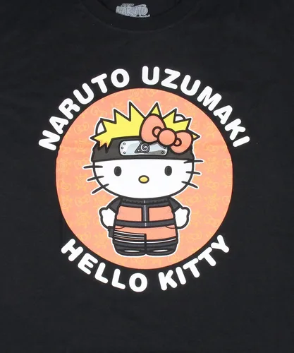 Vista 2 de Naruto Shippuden x Hello Kitty Naruto Uzumaki - Camiseta de manga corta para adultos