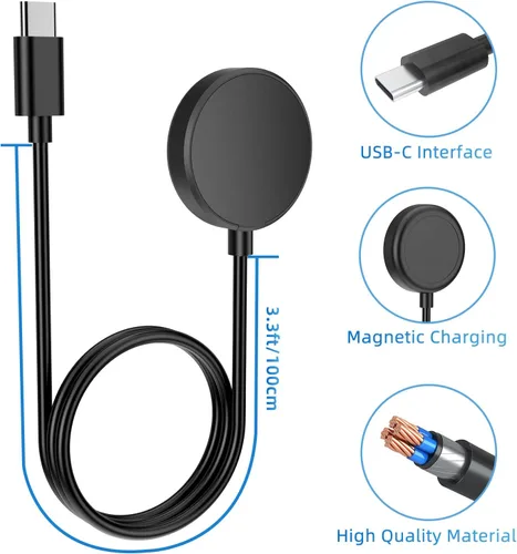 Vista 3 de Cargador USB C Galaxy Watch 7 compatible con Samsung Galaxy Watch 7/6 Classic/6/5 Pro/5/4/4 Classic/3/Active 2/Active, base de carga inalámbrica