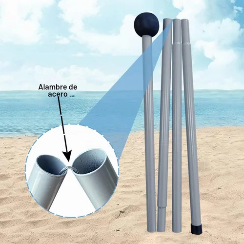 Vista 7 de YENGIAM Toldo de playa, tienda de campaña de playa, sombra desplegable de 7.5 x 7.5 pies, refugio solar portátil con cuerda extra resistente al