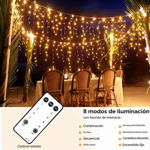 Vista 3 de Blingstar - Luces de carámbano, luces de Navidad al aire libre de 49.2 pies, 440 LED, luces colgantes extensibles, 8 modos, luces de carámbano