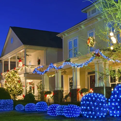Vista 7 de WBao - Luces de Navidad, 200 LED de red de 8.4 x 5.2 pies, luz de malla para exteriores con 8 modos, temporizador, certificado UL, conectables