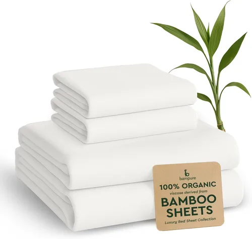 Vista 15 de BAMPURE Juego de sábanas tamaño Queen, 100% viscosa pura derivada de bambú, sábanas súper suaves y refrescantes para personas que duermen con calor