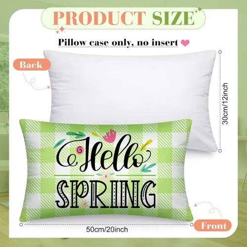 Vista 2 de Tatuo Juego de 16 fundas de almohada navideñas de 12 x 20 pulgadas, fundas de almohada de temporada de verano, diseño de gnomo de flores, fundas
