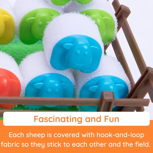 Vista 4 de Fat Brain Toys Heap-O-Sheep - Juego de mesa familiar para niños y adultos, juego de catapultar ovejas, 6 a adultos, 2 a 4 jugadores